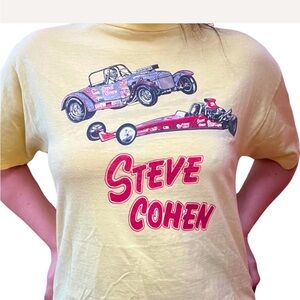 Yellow Graphic Tee with Car Print